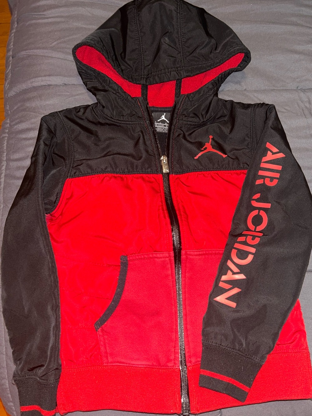 Jordan Kids Black and Red Hooded Zip-Up Jacket